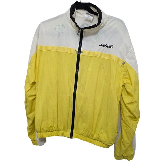 VTG Brooks Y2K Team Washington 90S Yellow & White Jacket Medium Lightweight Wind - Picture 1 of 9